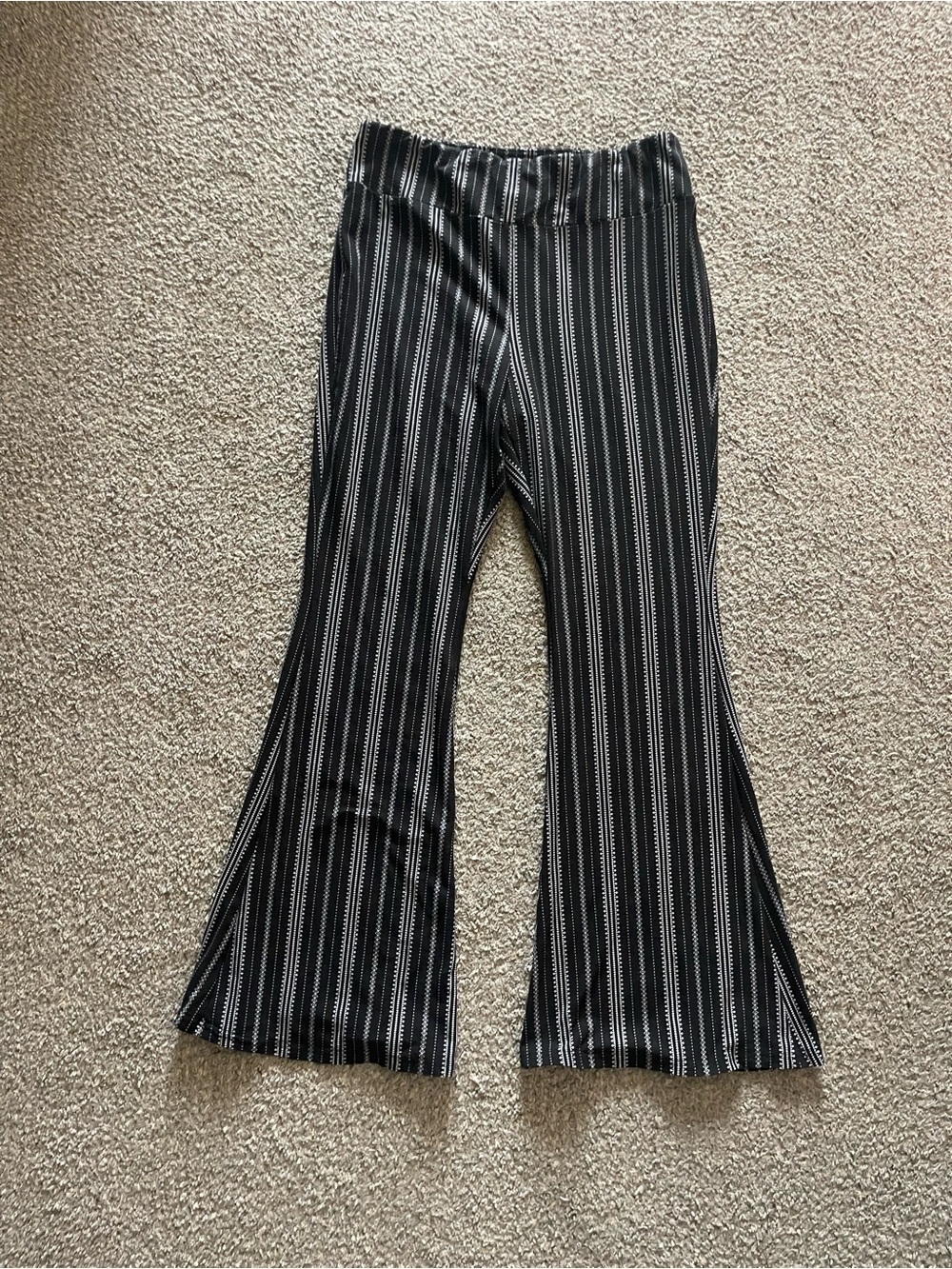 No Boundaries Black and White Patterned Flare Pants